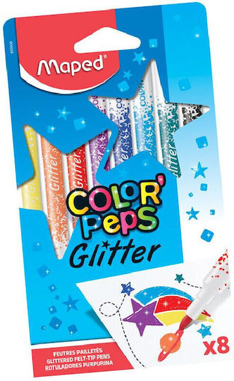 Maped Color'Peps Glitter Washable Glitter Drawing Markers 2.8mm Thin Set 10pcs