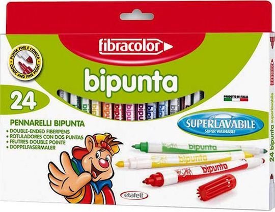 Fibracolor Bipunta Washable Drawing Markers Double-Tip Set of 24pcs 544SW24S