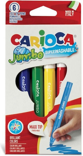 Carioca Jumbo Washable Drawing Markers 6mm Thick Set 6pcs
