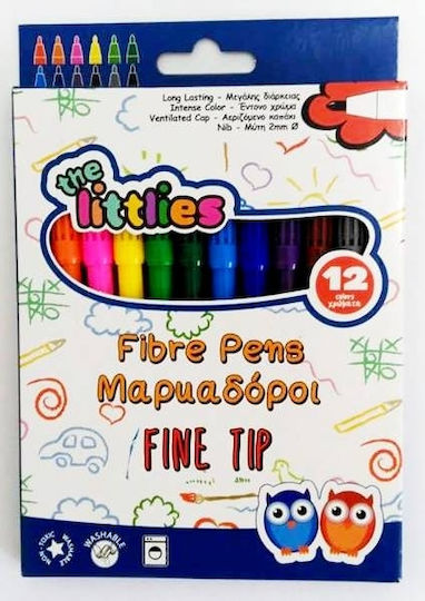 The Littlies Fibre Pens Washable Drawing Markers 2mm Thin Set 12pcs