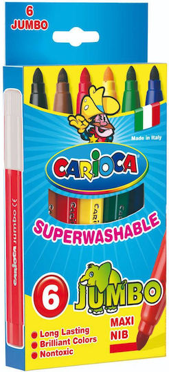 Carioca Jumbo Washable Drawing Markers 6mm Thick Set 6pcs