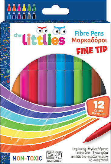 The Littlies Fibre Pens Washable Drawing Markers 2mm Thin Set 12pcs