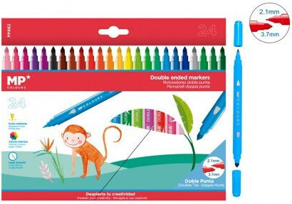 Madrid Papel Double Ended Markers Zeichenmarker 3.7mm Doppelseitig Set 24Stück