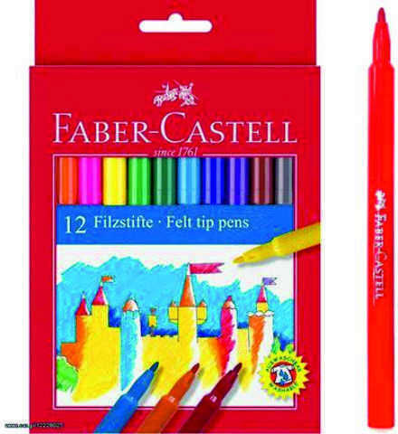 Faber-Castell 5542 Μαρκαδόροι Ζωγραφικής Λεπτοί, Πλενόμενοι Σετ 12 χρώματα