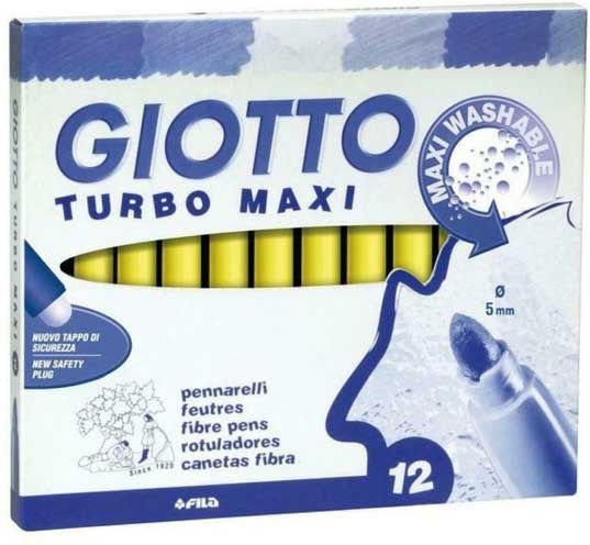 Giotto Turbo Yellow Drawing Markers Thick Set of 5pcs pcs