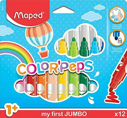 Maped Jungle Μαρκαδόροι Ζωγραφικής 5.9mm Πλενόμενοι Σετ 12 χρώματα