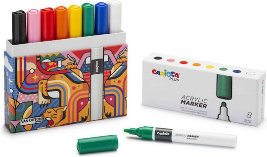 Carioca Plus Acrylic Μαρκαδόροι Ζωγραφικής Χονδροί Σετ 8 χρώματα
