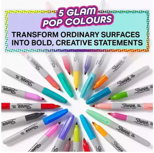 Sharpie Μαρκαδόροι Ζωγραφικής 1mm Λεπτοί Σετ 5 χρώματα