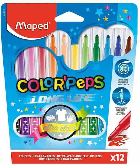 Maped Color'Peps Long Life Waschbare Zeichenmarker Set 12Stück