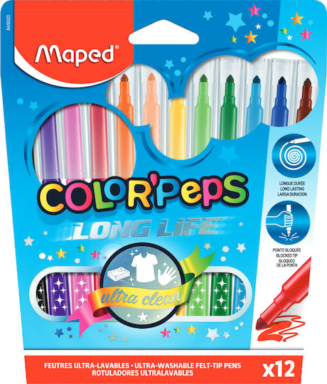 Maped Color'Peps Long Life Waschbare Zeichenmarker Set 12Stück