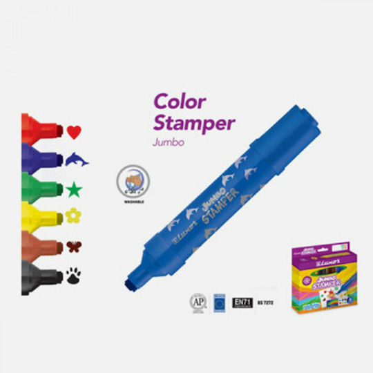 Luxor Jumbo Stamper Μαρκαδόροι Ζωγραφικής Χονδροί, Πλενόμενοι Σετ 6 χρώματα