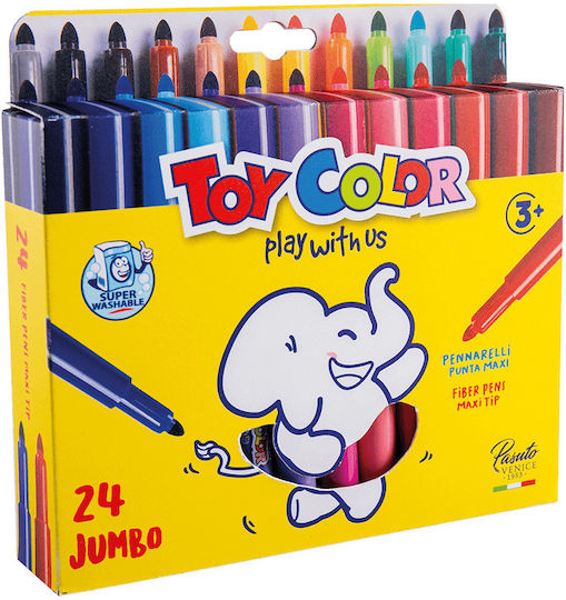 Toy Color Jumbo Washable Drawing Markers 5mm Thick Set 24pcs