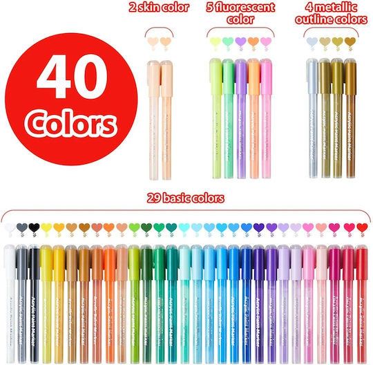 Ohuhu Acrylic Markere de Desen Cu Două Vârfuri Set 40buc