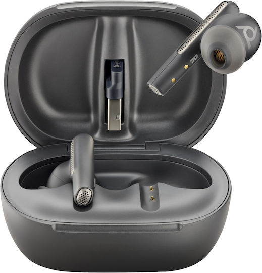 Poly Voyager Free 60+ UC M + BT700 USB-C Adapter + Touchscreen Charge Case In-ear Bluetooth Handsfree Earphones with Charging Case Carbon Black