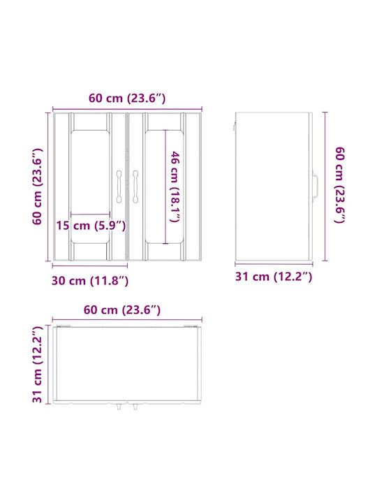 Lucca Cabinet Wall Black 60x31x60pcs