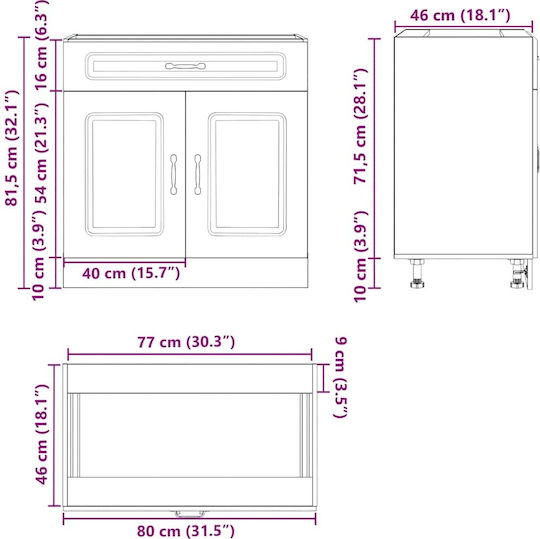 Lucca Dulap pentru Chiuvetă Negru 80x46x81.5buc