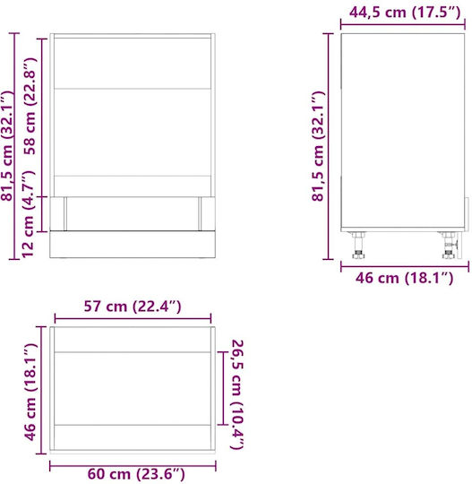 Lucca Dulap Inferior pentru Cuptor Gray Sonoma 60x46x81.5buc