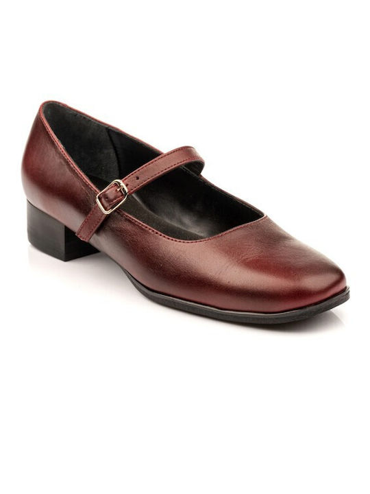 Boxer Leather Burgundy Low Heels