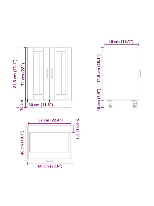 Lucca Spülbeckenschrank Grey 60x46x81.5Stück