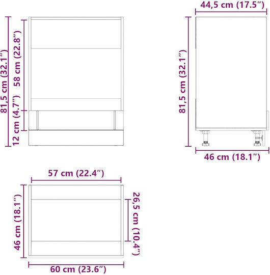 Lucca Dulap Inferior pentru Cuptor Negru 60x46x81.5buc