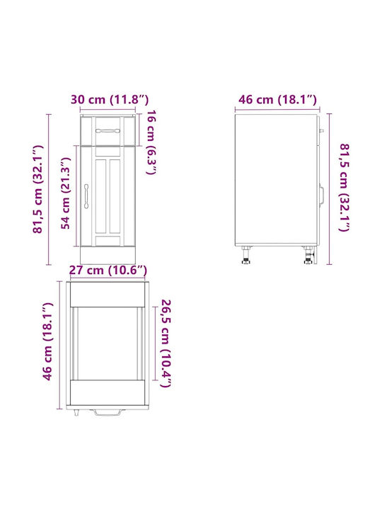 Lucca Ντουλάπι Νεροχύτη Λευκό 30x46x81.5εκ.
