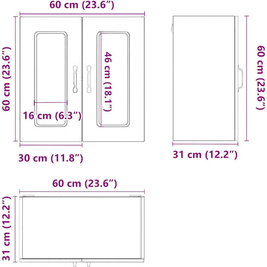 Kalmar Schrank Wand Black 60x31x60Stück