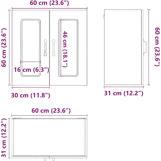 Kalmar Ντουλάπι Κρεμαστό Γκρι Sonoma 60x31x60εκ.