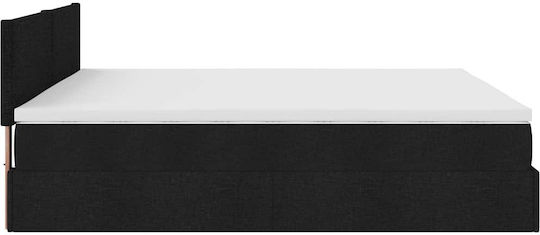 Übergröße Betten Bequemer Bezug Stoff Schwarz mit Lattenrost & Matratze 160x200cm