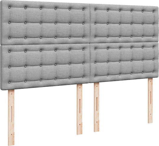 Double Upholstered Fabric Bed Light Grey with Slats & Mattress 160x200cm