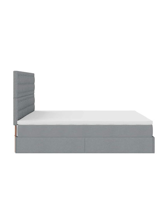 Double Upholstered Fabric Bed Light Grey with Slats & Mattress 160x200cm 3313334