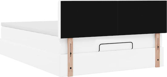 Doppelbett Mit Kunstleder Sauberes Weiß Mit Lattenrost & Matratze 140x200cm