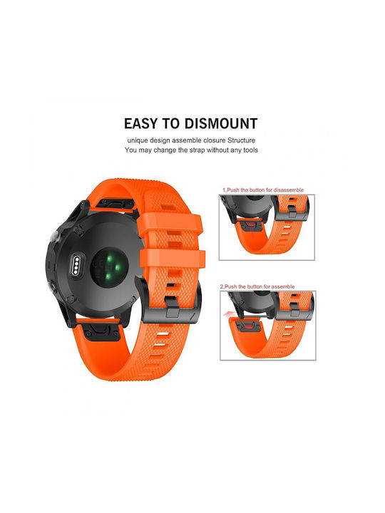 Techsuit Каишка Силикон Оранжев (Fenix 5 / 5 Plus / 6 / 6 Pro / 7 / 7 Pro / 8 (47mm))
