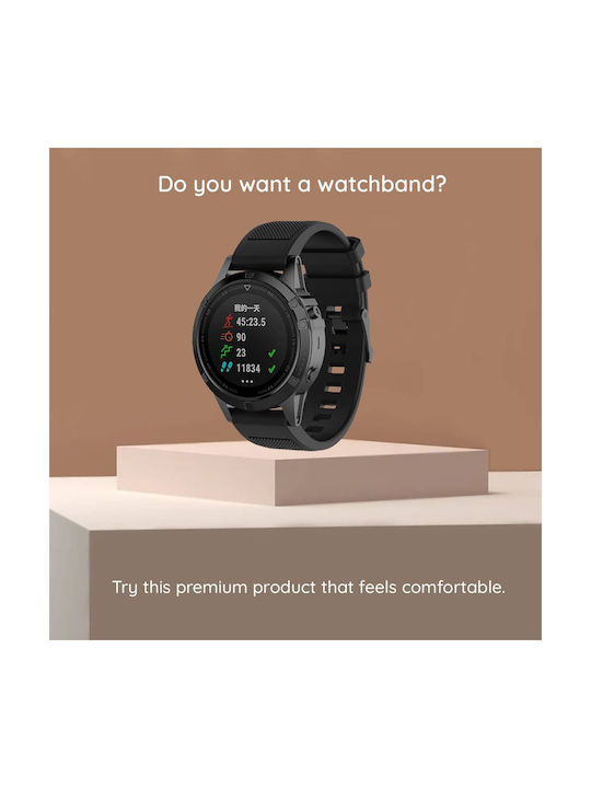 Techsuit Watchband Quickfit 20mm W058 Λουράκι Σιλικόνης Μαύρο (Garmin Instinct 2S)