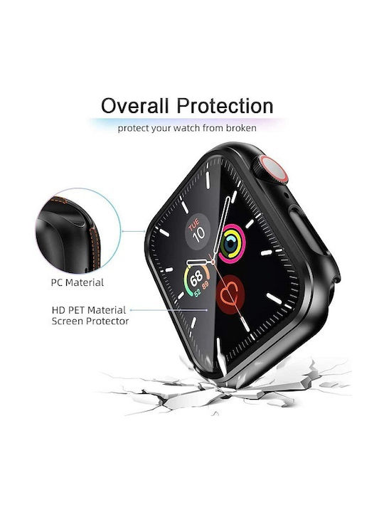 Plastikhülle mit Glas in Schwarz Farbe für Apple Watch 44mm