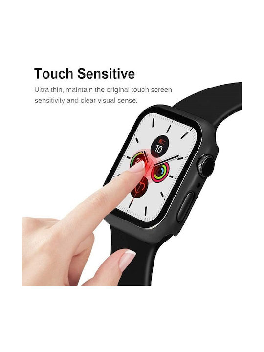 Plastikhülle mit Glas in Schwarz Farbe für Apple Watch 44mm