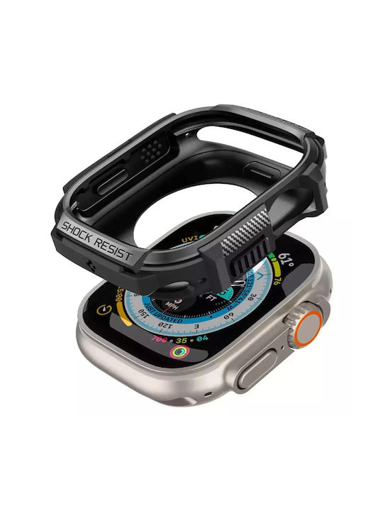 Spigen Rugged Armor Θήκη Σιλικόνης σε Μαύρο χρώμα για Apple Watch Ultra 49mm