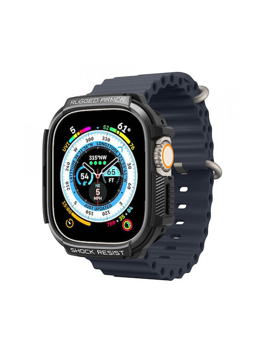 Spigen Rugged Armor Θήκη Σιλικόνης σε Μαύρο χρώμα για Apple Watch Ultra 49mm