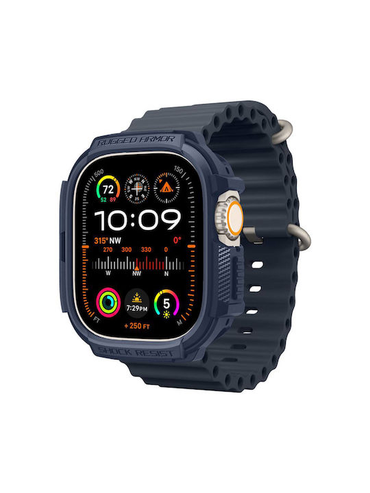 Spigen Rugged Armor Θήκη Σιλικόνης σε Μπλε χρώμα για το Apple Watch Ultra 1 / 2 (49 mm)