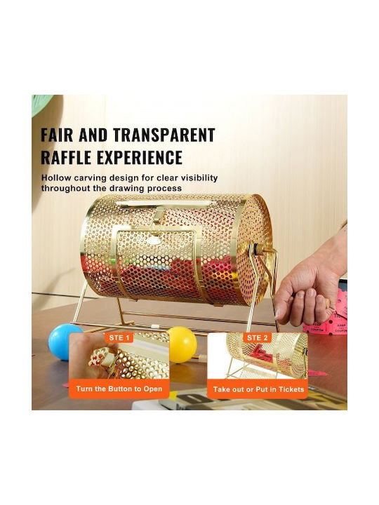 Vevor Draw Drum Metal Cage Raffle Wooden Handle Capacity 2500 Tickets or 100 Ping Pong Balls Cjgjs12yc0003g2kpv0
