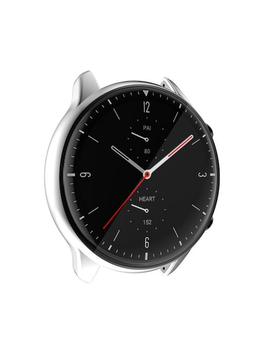 Carcasă de Silicon cu Sticlă în culoarea Argintiu pentru Amazfit GTR 2