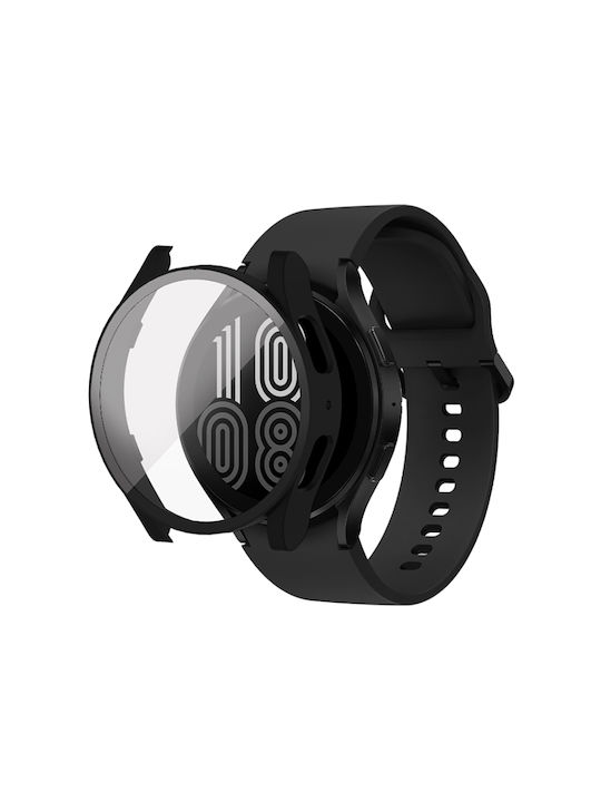 2 In 1 Пластмасов Калъф със Стъкло в Черен цвят за Samsung Galaxy Watch5 40mm