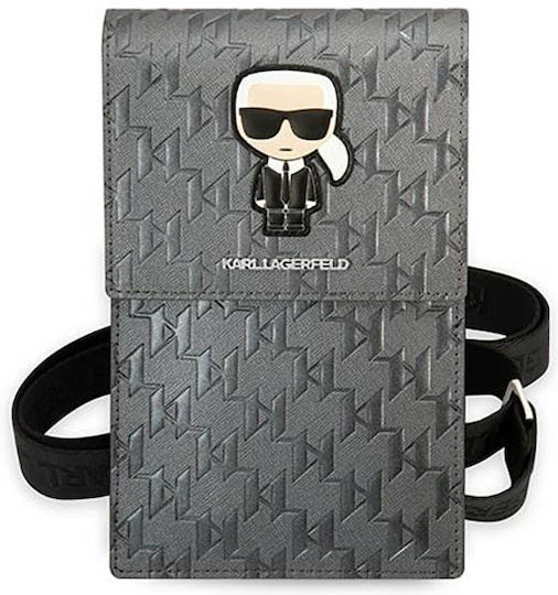 Karl Lagerfeld Monogram Ikonik Buchhülle / Beutel Silber KLWBSAMIPG