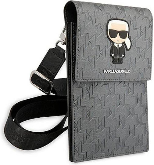 Karl Lagerfeld Monogram Ikonik Buchhülle / Beutel Silber KLWBSAMIPG