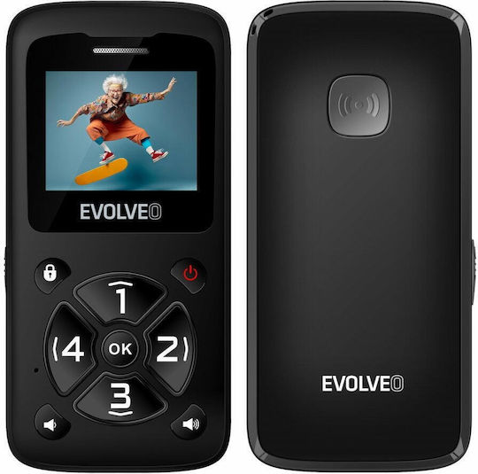 Evolveo EasyPhone ID Single SIM Мобилен Телефон с Големи Бутони Черен
