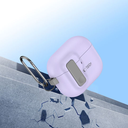 Tech-Protect Hülle Silikon mit Haken in Flieder Farbe für Apple AirPods 4