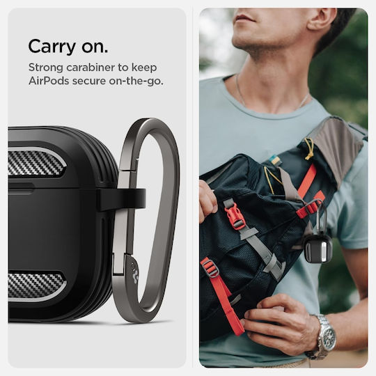 Spigen Rugged Armor Калъф с кука в Черен цвят за Apple AirPods 4