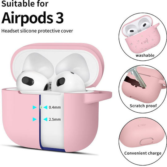 Tech-Protect Case Silicone with Hook in Pink color for Apple AirPods 3