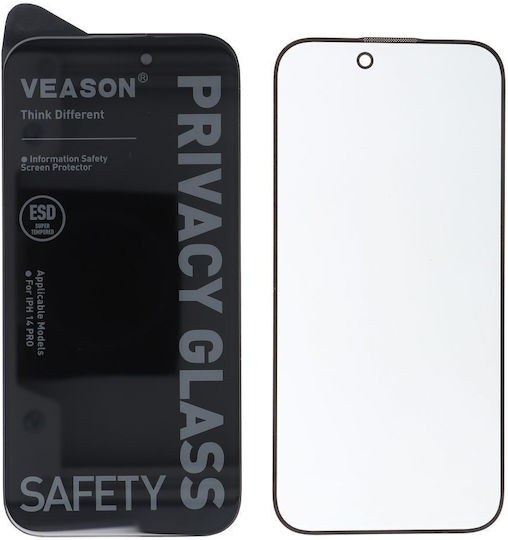 Veason Privacy Tempered Glass Μαύρο (iPhone 14 Pro Max)