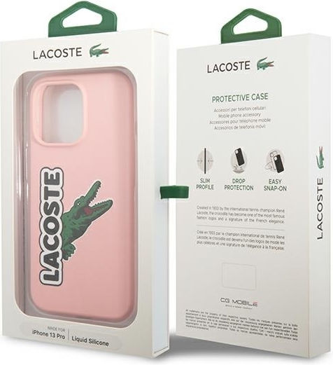 Lacoste Head Crocodile Umschlag Rückseite Silikon Rosa (iPhone 13 Pro Max)