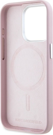 Karl Lagerfeld Fw Metal Plate Magsafe Umschlag Rückseite Kunststoff / Silikon / Leder Rosa (iPhone 15 Pro Max)